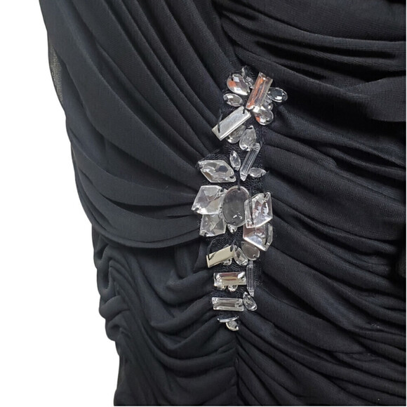 Plus Size Fitted Runched Black Dress with Sparkling Embellishments Size 3XL - Picture 11 of 12